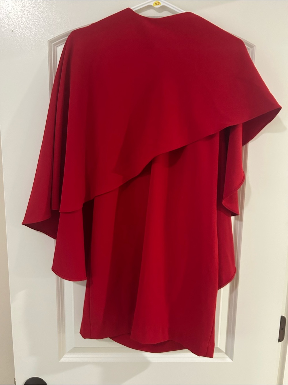 Zara Crimson Red Asymmetric Cape Sleeve Mini Dress"
